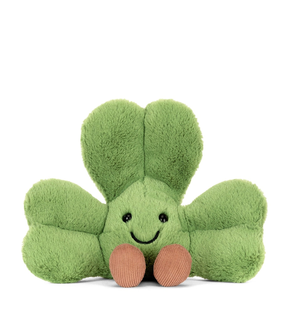 Jellycat shamrock-shaped ultra-plush soft toy with corduroy boots, 12cm, UK version