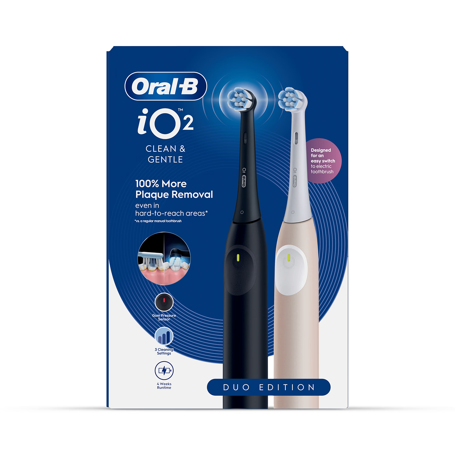 Oral-B iO 2 electric toothbrush 2-pack Black & Pink, UK version