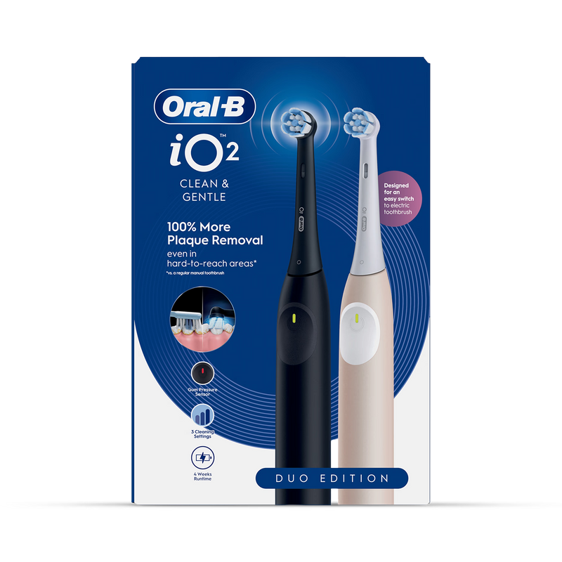 Oral-B iO 2 electric toothbrush 2-pack Black & Pink, UK version