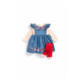 Denim Pinny Dress, Bodysuit And Tights Set GOODS Boots   