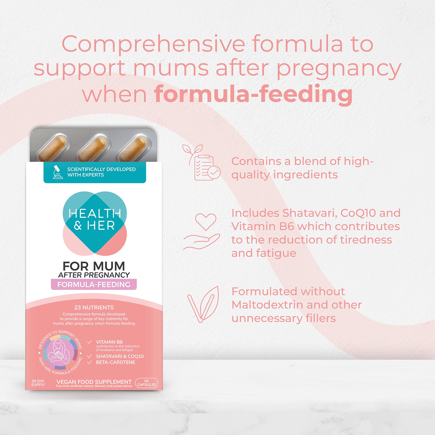 Health & Her postnatal supplement 60 capsules (British brand)