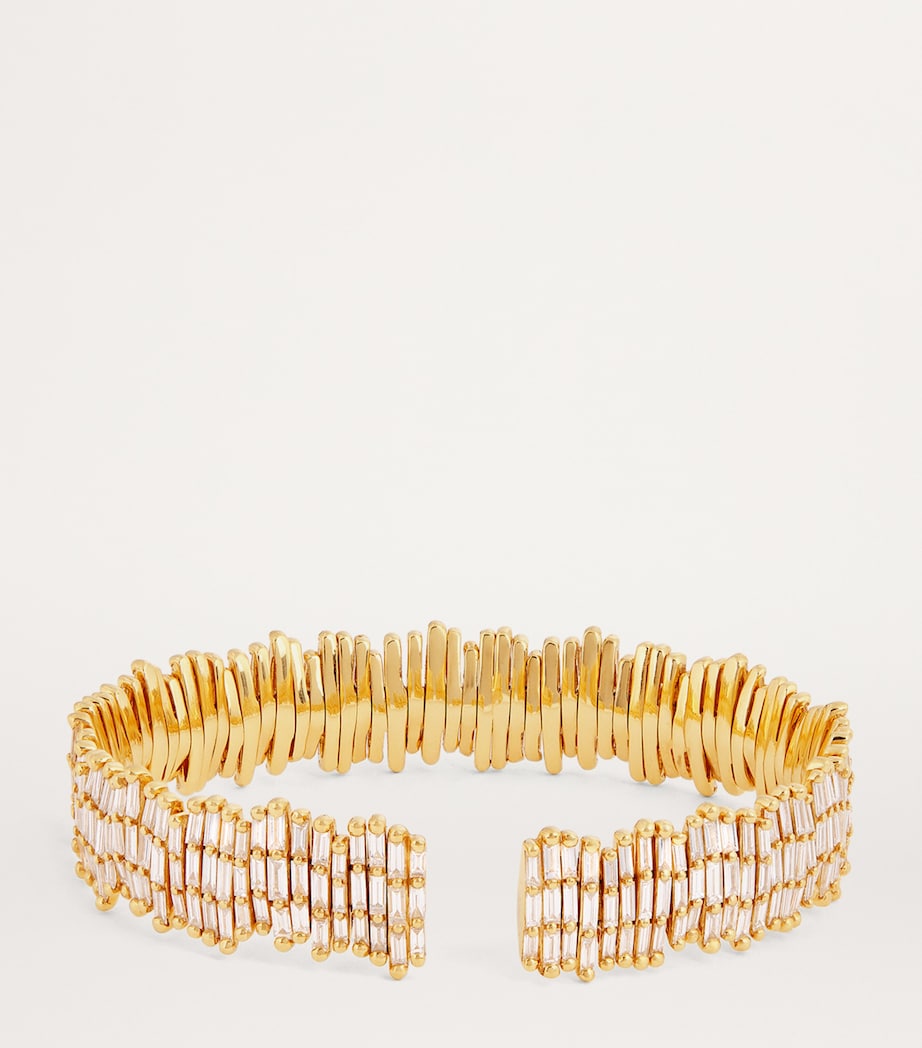 Suzanne Kalan three-row diamond cuff 18kt yellow gold - British product