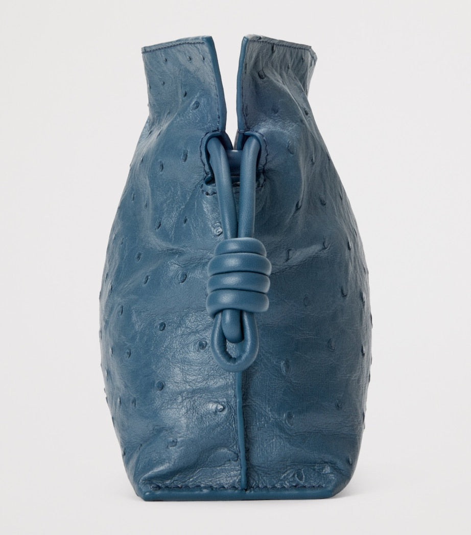 LOEWE Mini Flamenco clutch bag in ostrich leather, imported from the UK