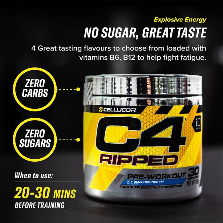 Cellucor C4 Ripped Pre-Workout Icy Blue Raspberry 165g