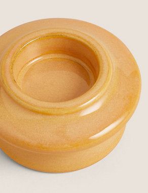 Ceramic Glazed Tealight Holder - Ochre, None