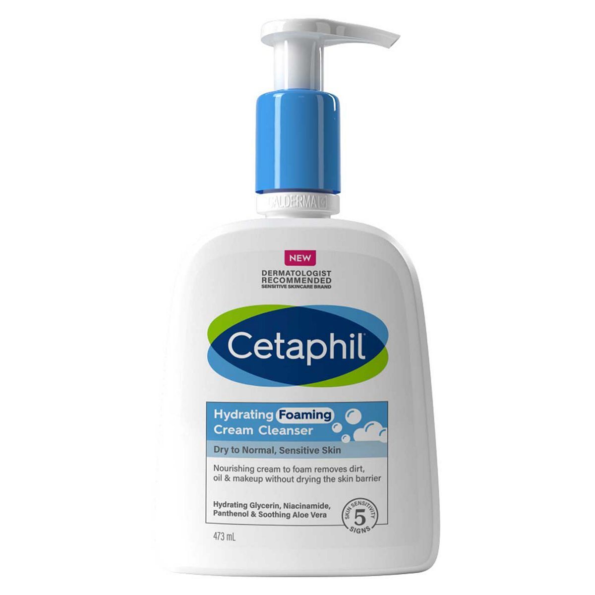 Cetaphil Hydrating Foaming Cream Cleanser for Normal to Dry Sensitive Skin 473ml