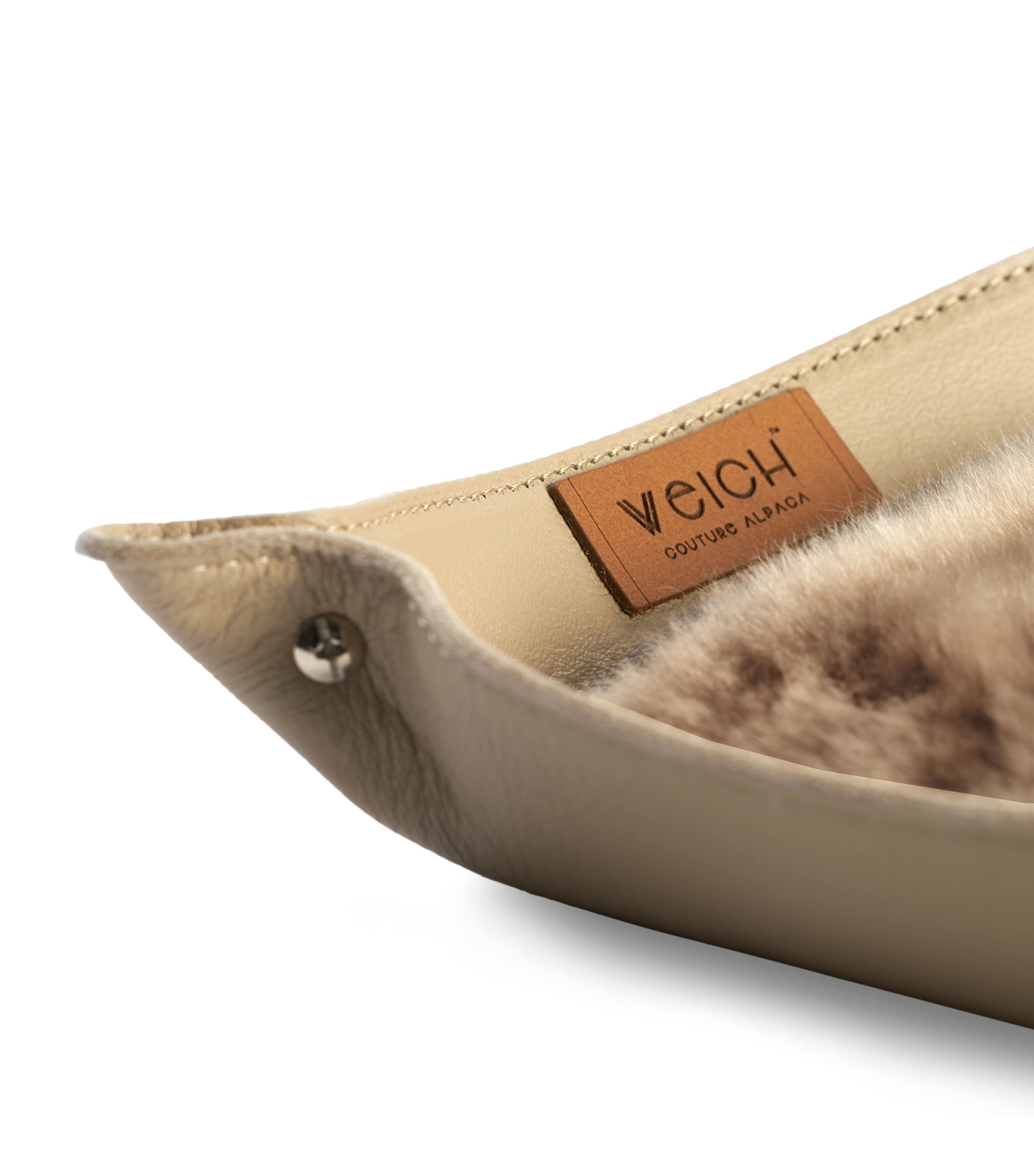 Weich alpaca wool and leather catchall tray 20cm x 20cm (British brand)