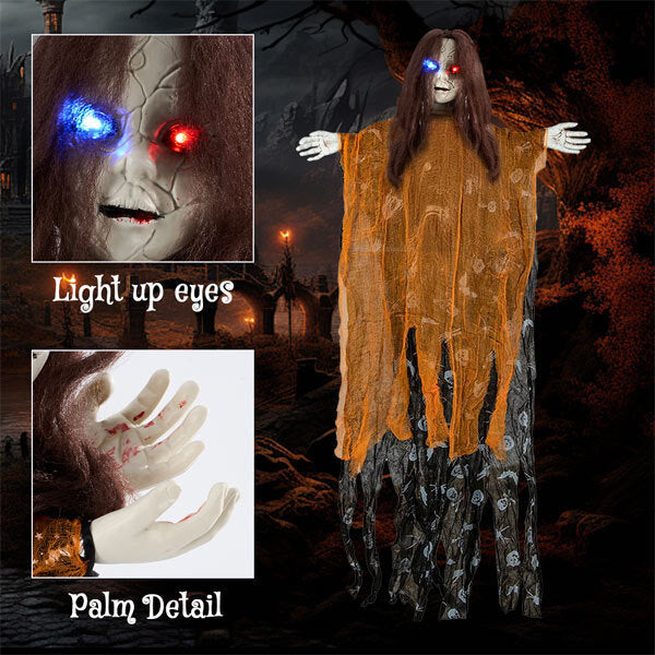 Livingandhome Halloween hanging ghost decoration with glowing eyes (British brand)