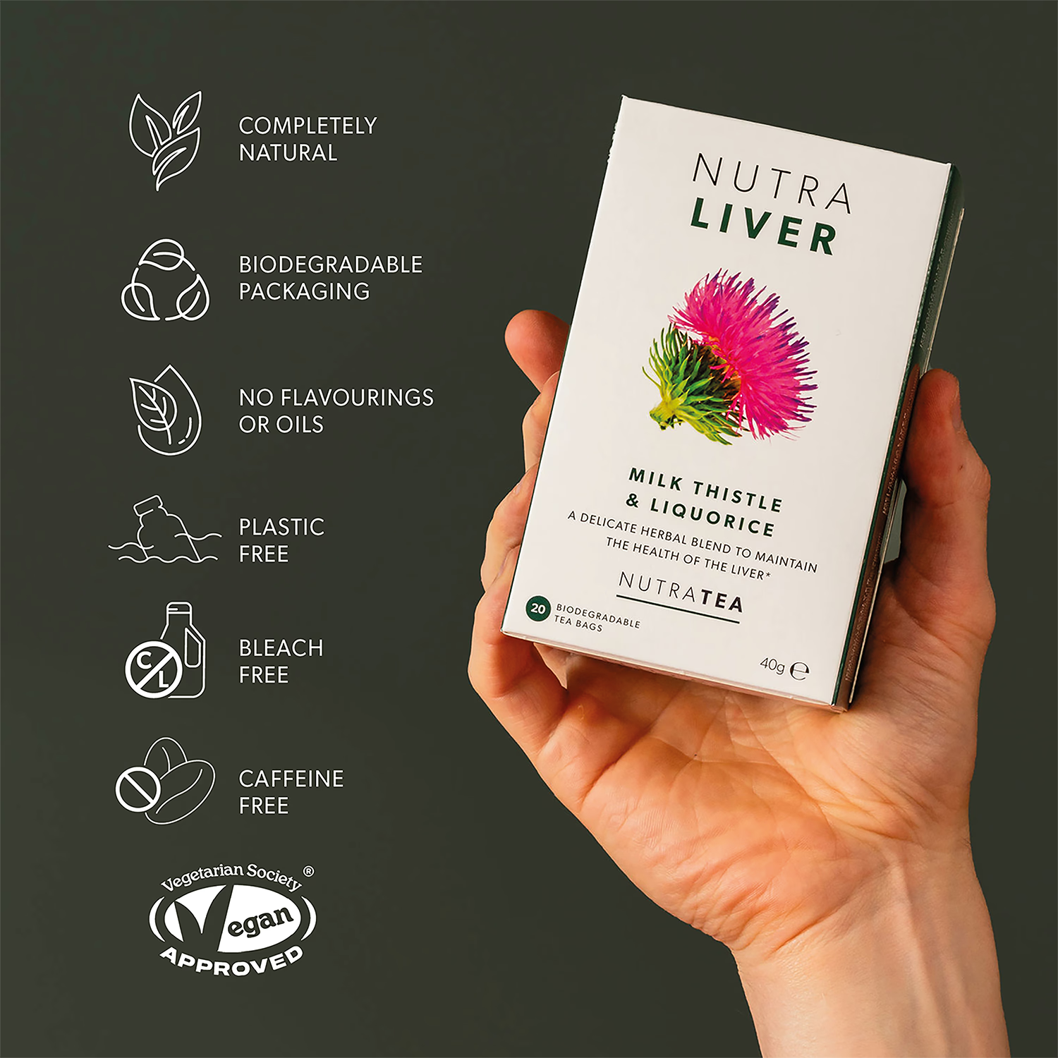 NutraLiver herbal tea 20 tea bags - British product