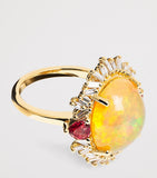 Suzanne Kalan opal and diamond portrait ring 18kt yellow gold, imported from the UK