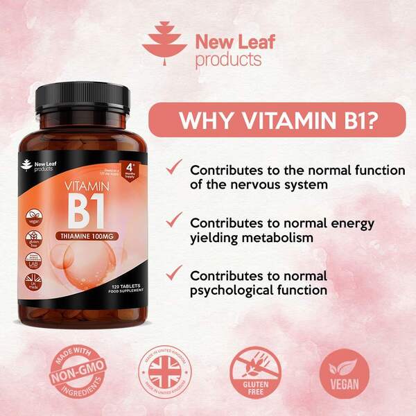 Vitamin B1 Tablets Thiamine Supplement High Strength 100mg