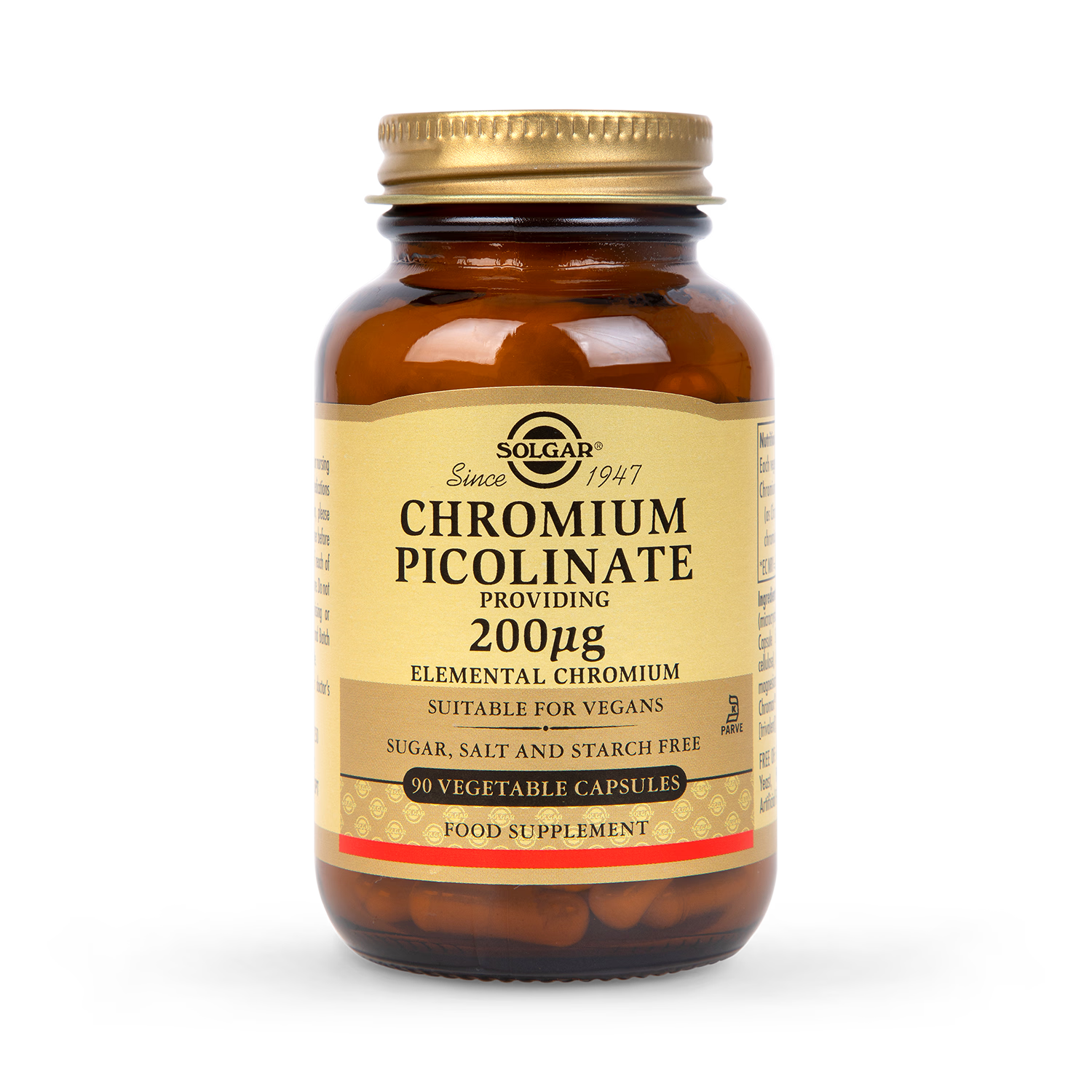 Solgar Chromium Picolinate 200µg 90 Vegi Capsules (British brand)