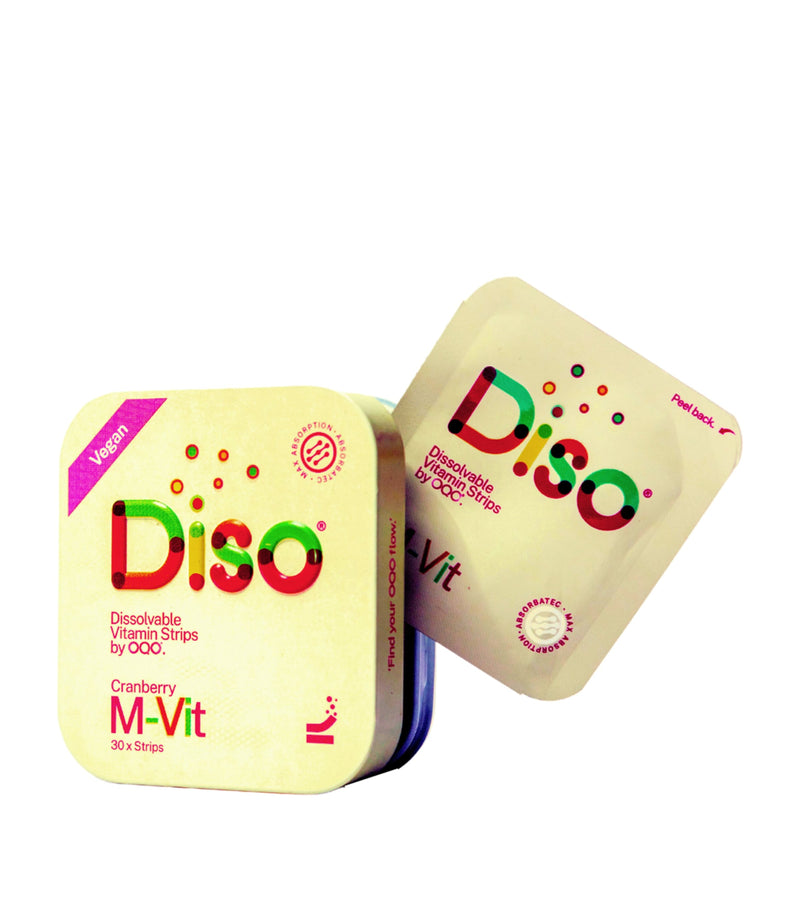 OQO DISO multivitamin strips with fruity flavour 30 count, imported from the UK