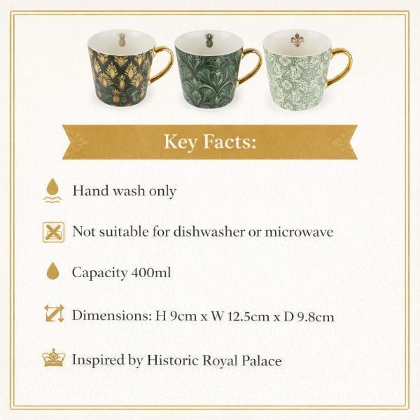 Candlelight Black Deco Historic Royal Palaces mug 400ml - British product
