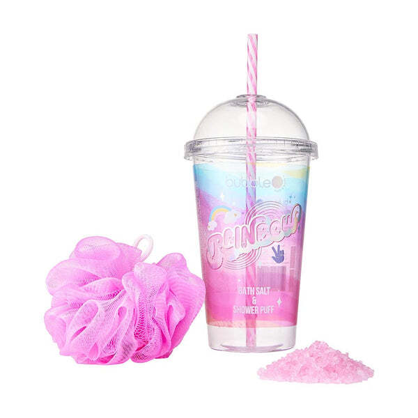 Bubble T Cosmetics rainbow tea gift set with shower puff - British product