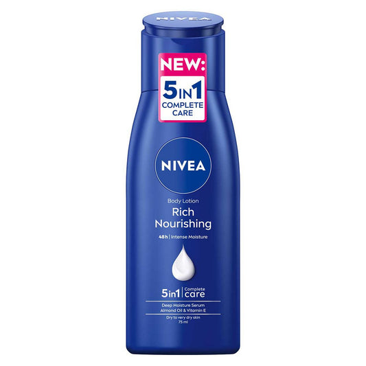NIVEA Rich Nourishing Body Lotion for Dry Skin, Travel Size 75ml Suncare & Travel Boots   