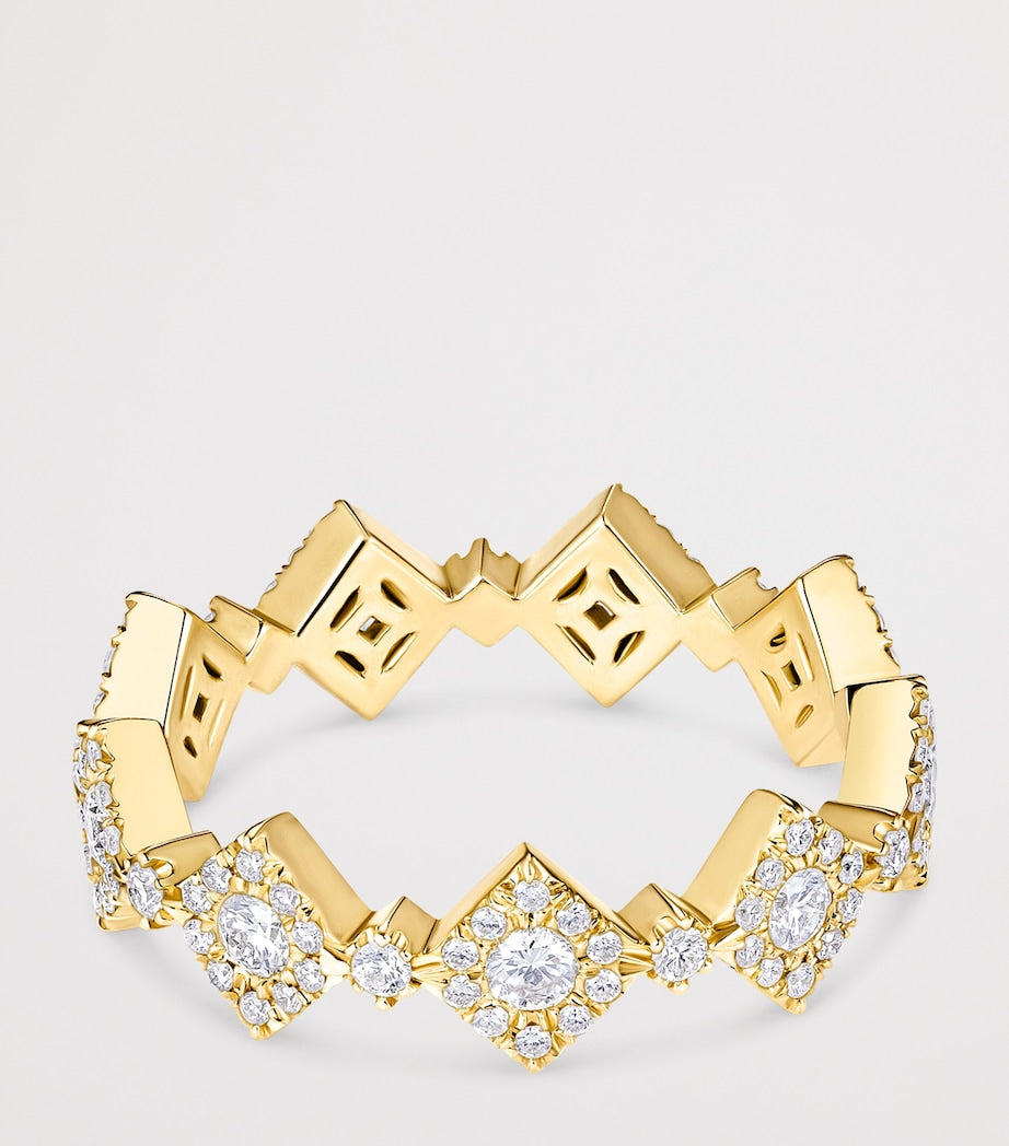 David Morris yellow gold diamond triolette ring, imported from the UK