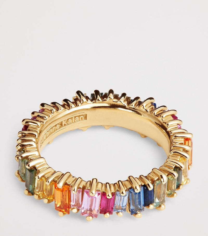 Suzanne Kalan yellow gold rainbow sapphire eternity ring (British brand)