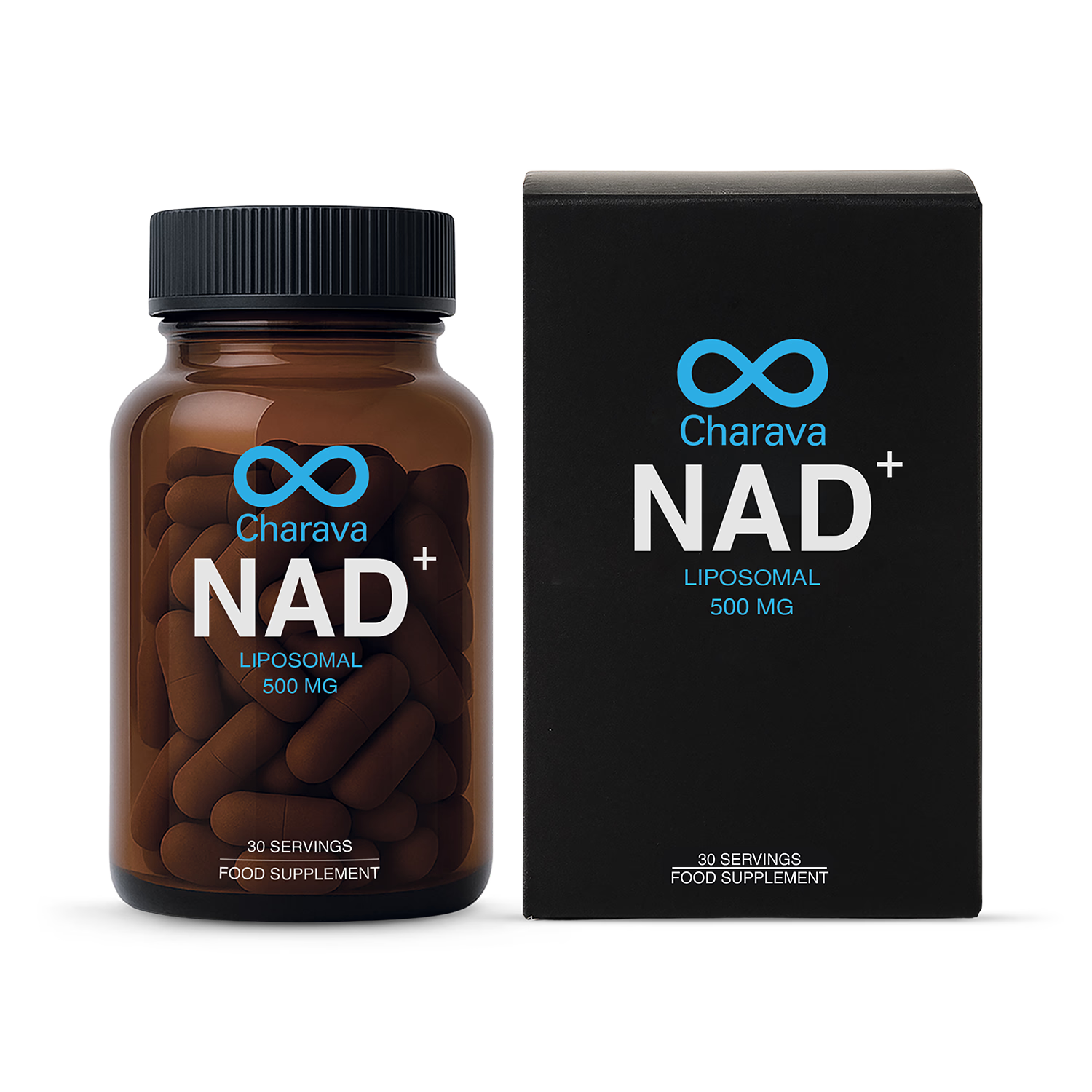 Charava NAD+500 liposomal capsules 500mg, imported from the UK