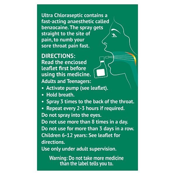 Ultra Chloraseptic Anaesthetic Throat Spray Original GOODS Superdrug   