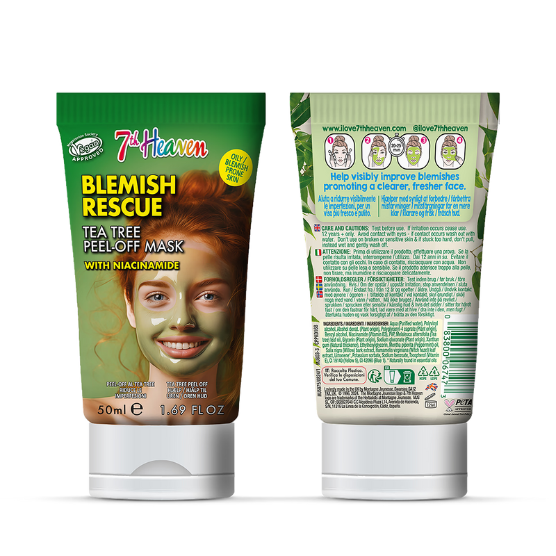 7th Heaven face mask blemish rescue tea tree 50ml, imported from the UK