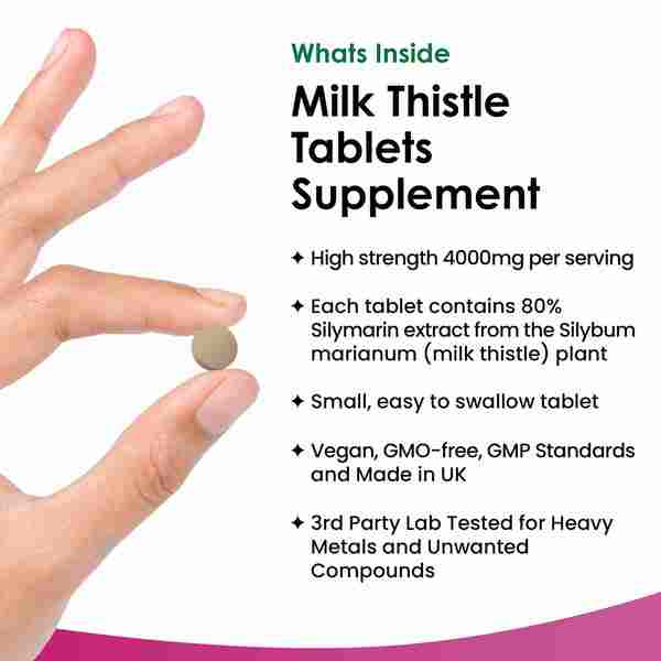 Milk Thistle Tablets 4000mg - 80% Silymarin High Strength GOODS Superdrug   