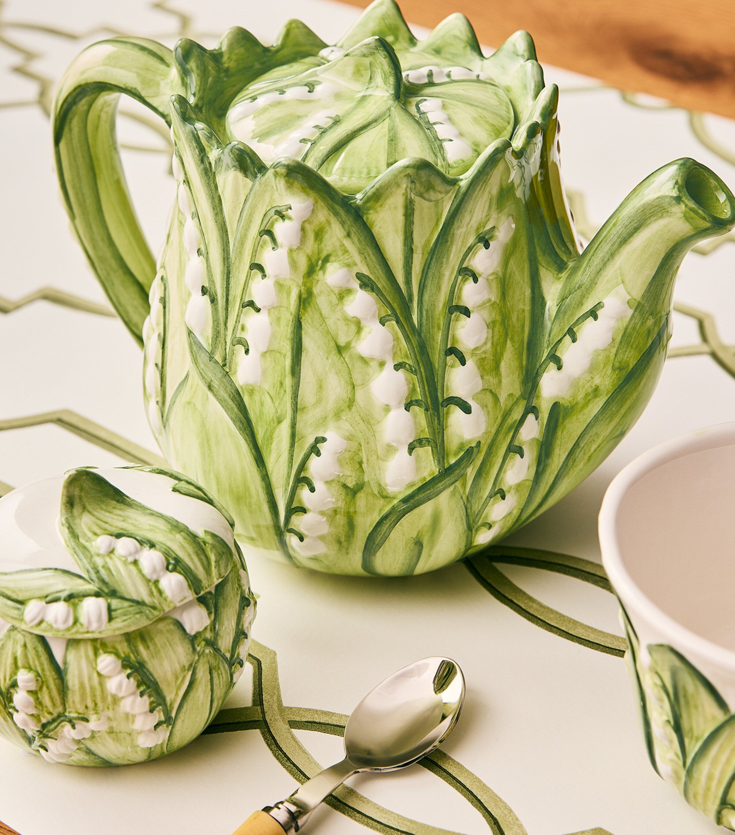 Les Ottomans Lilly of the Valley teapot, UK version