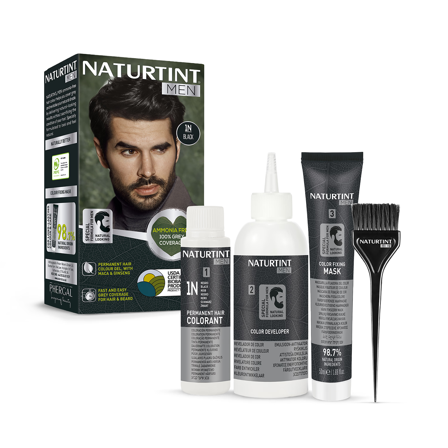 Naturtint Men hair colour gel 1N Black 170ml, imported from the UK