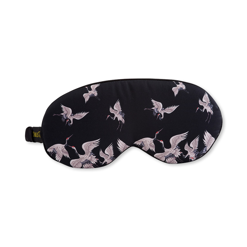 Smug padded satin sleep mask Moonlit Cranes (British brand)