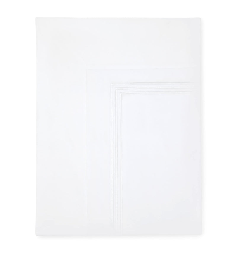 Pratesi Egyptian cotton Super King flat sheet with triple stripe, 300cm x 270cm, imported from the UK