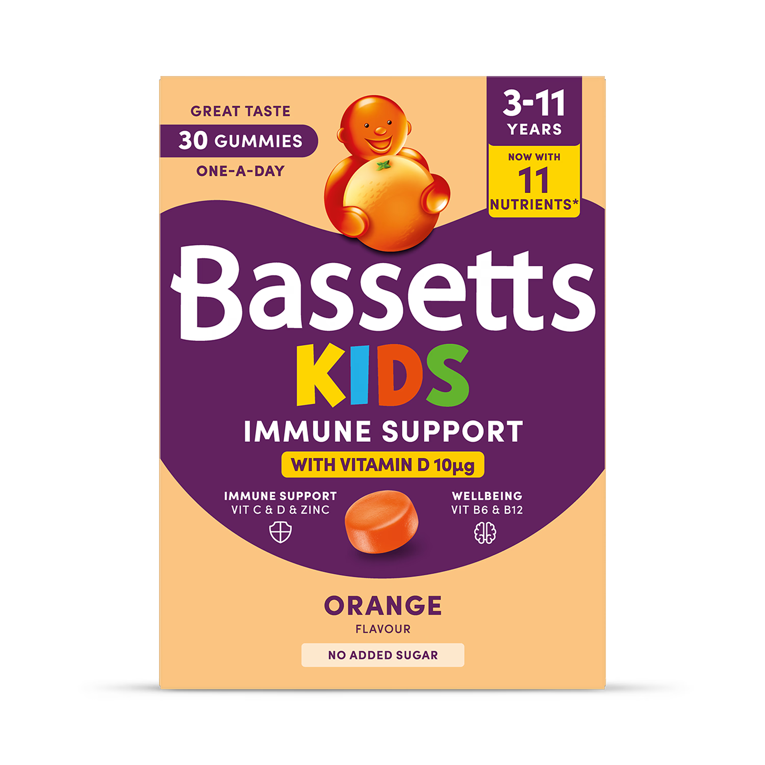Bassetts kids immune support orange gummies 30 imported from the UK