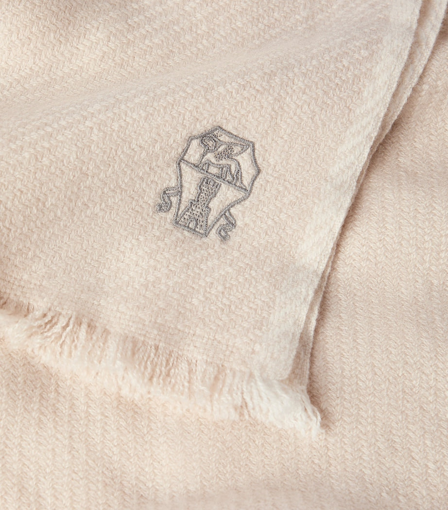 Brunello Cucinelli cashmere embroidered scarf 48x170cm - British product