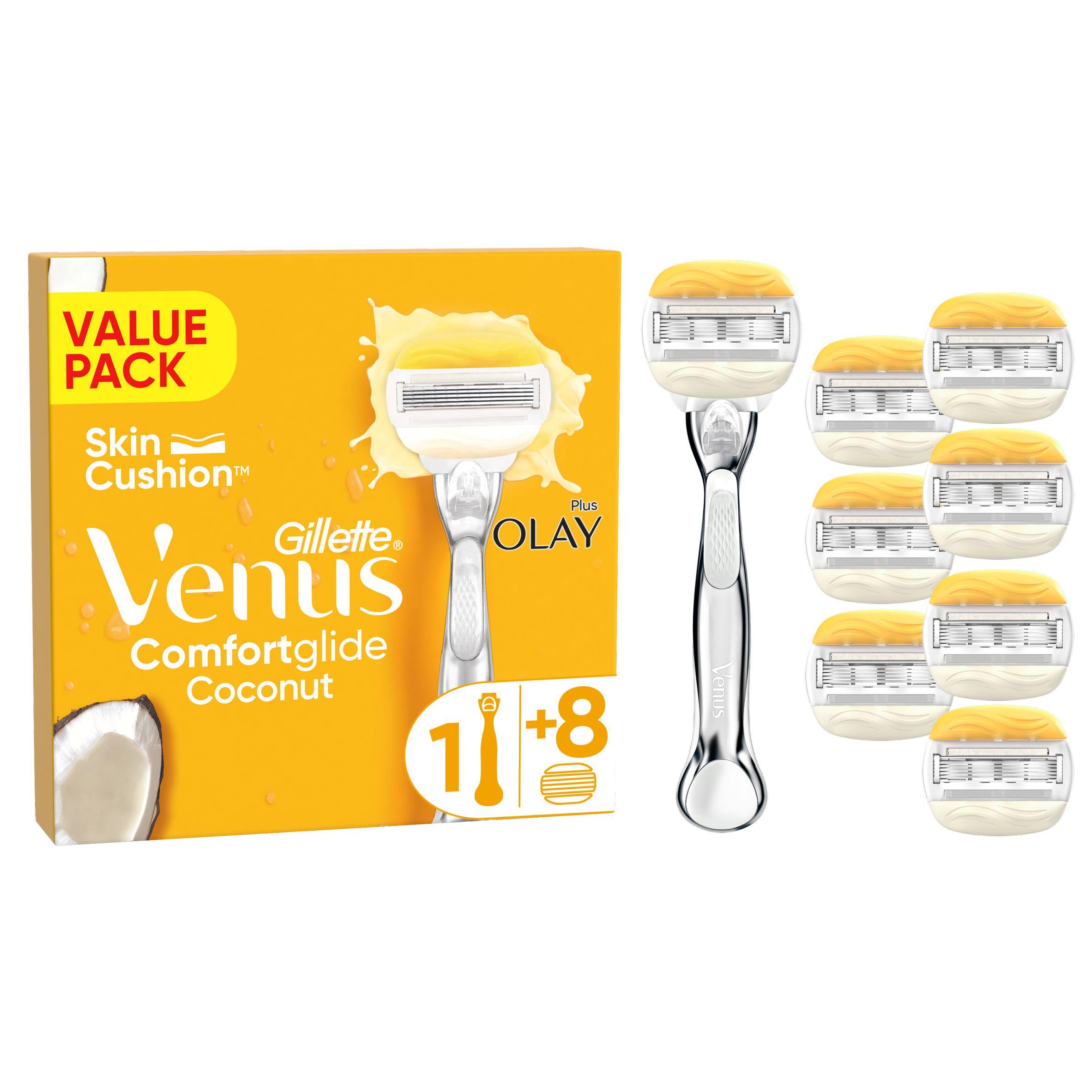 Venus Comfortglide Coconut Plus Olay Value Pack Razor Blades x8 GOODS Sainsburys   