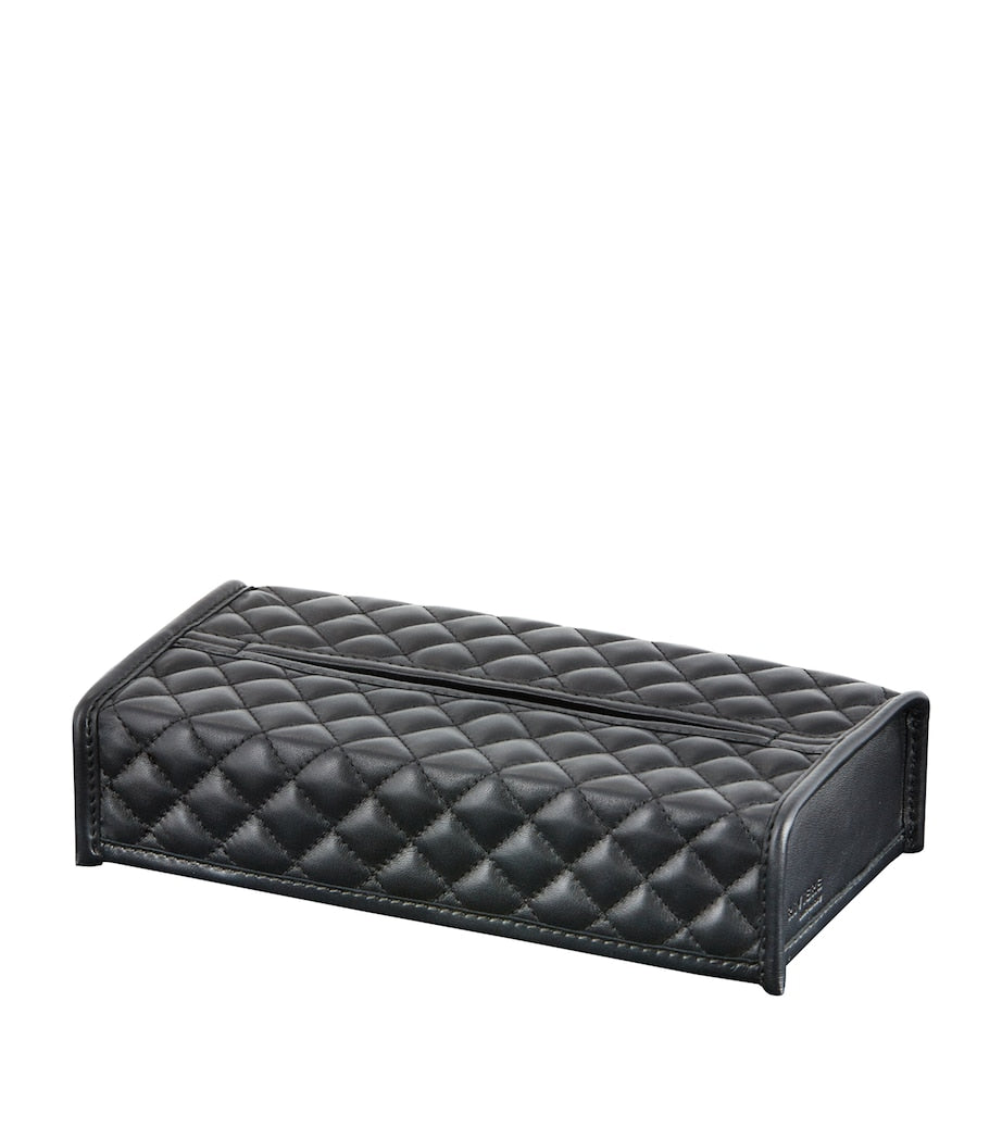 Riviere quilted leather rectangle tissue box, imported from the UK
