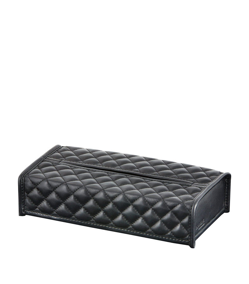 Riviere quilted leather rectangle tissue box, imported from the UK