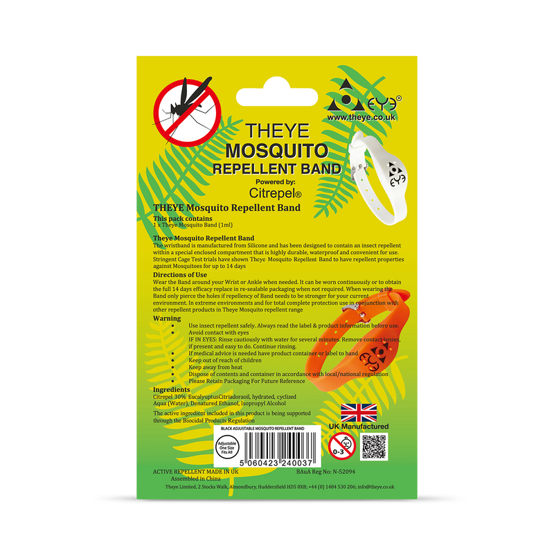 Adjustable mosquito repellent band for wrist, imported from the UK