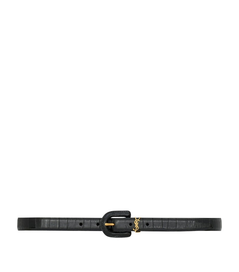 Saint Laurent Calfskin Buckle Cassandre Belt