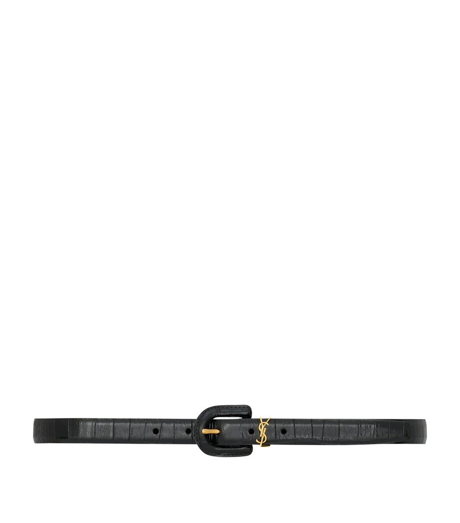 Saint Laurent Calfskin Buckle Cassandre Belt
