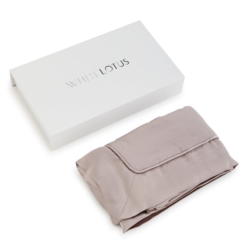 White Lotus Beauty mulberry silk pillowcase and eye mask set (British brand)