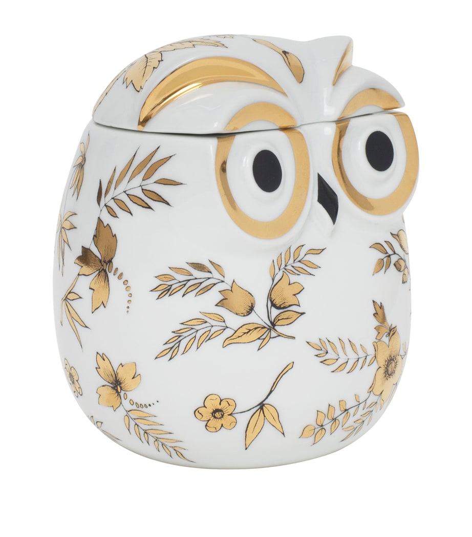 Fornasetti Civetta Fiorata jar black white gold, UK version