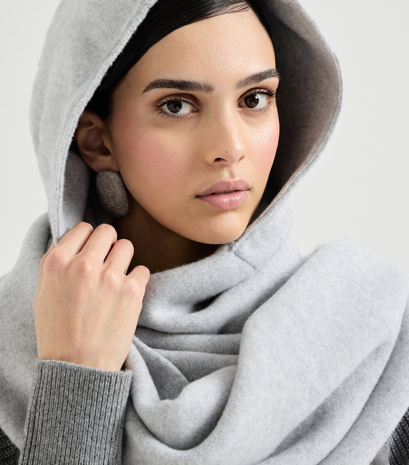 Brunello Cucinelli wool-cashmere hooded scarf 50x240cm (British brand)