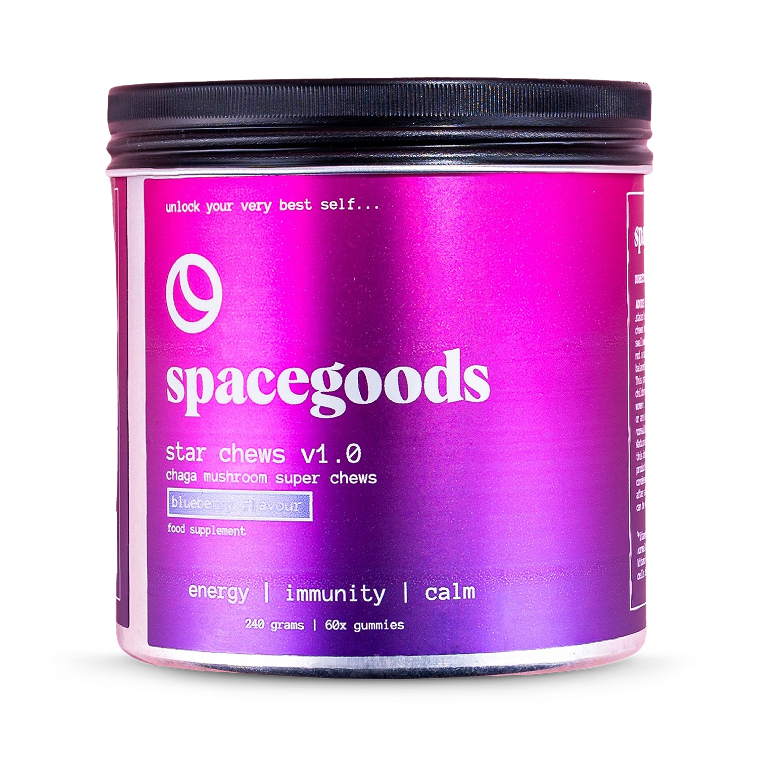 Spacegoods Chaga Mushroom Gummies Blueberry 60 Gummies (British brand)