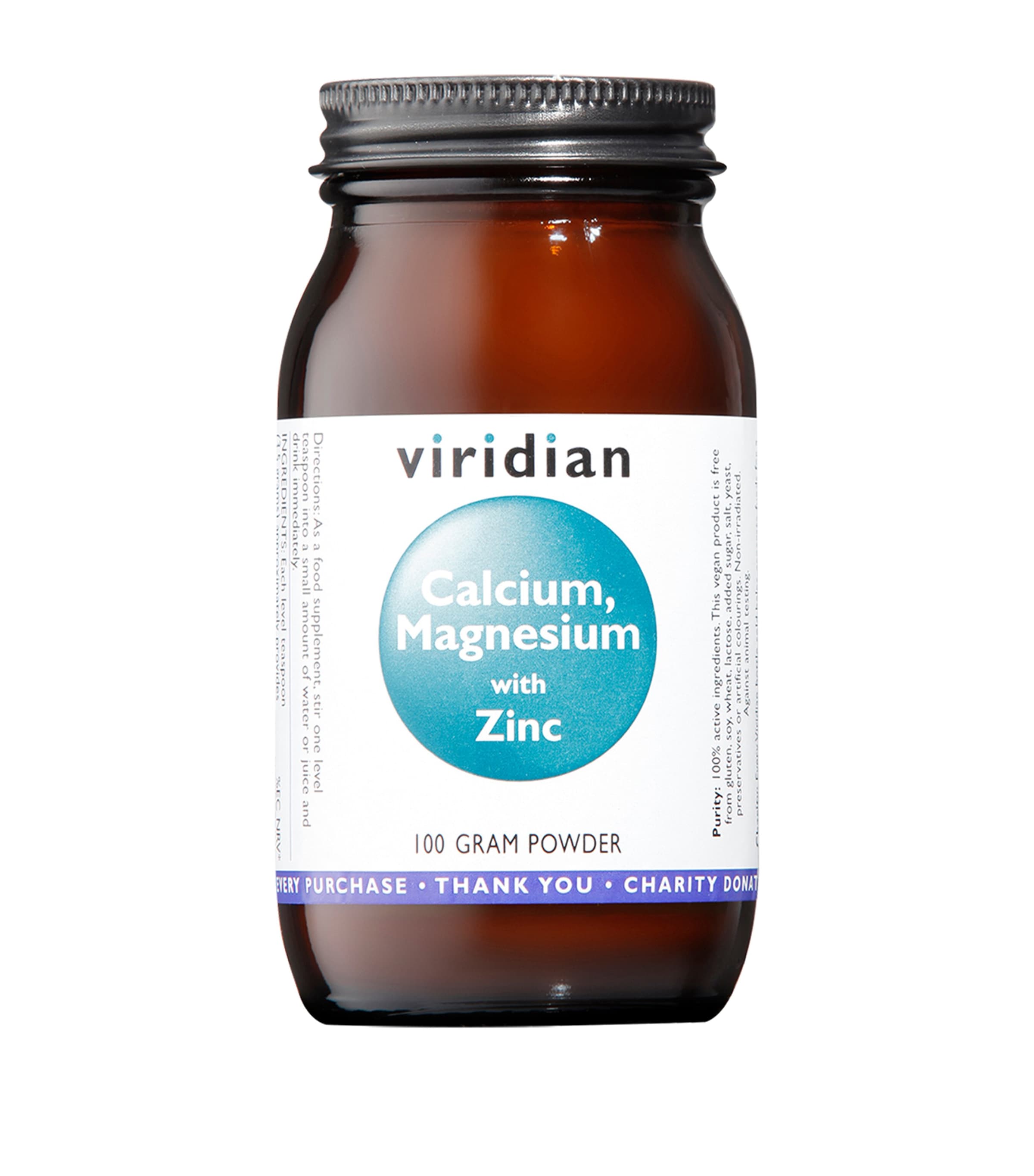 Viridian Calcium Magnesium with Zinc Powder 100g (British brand)