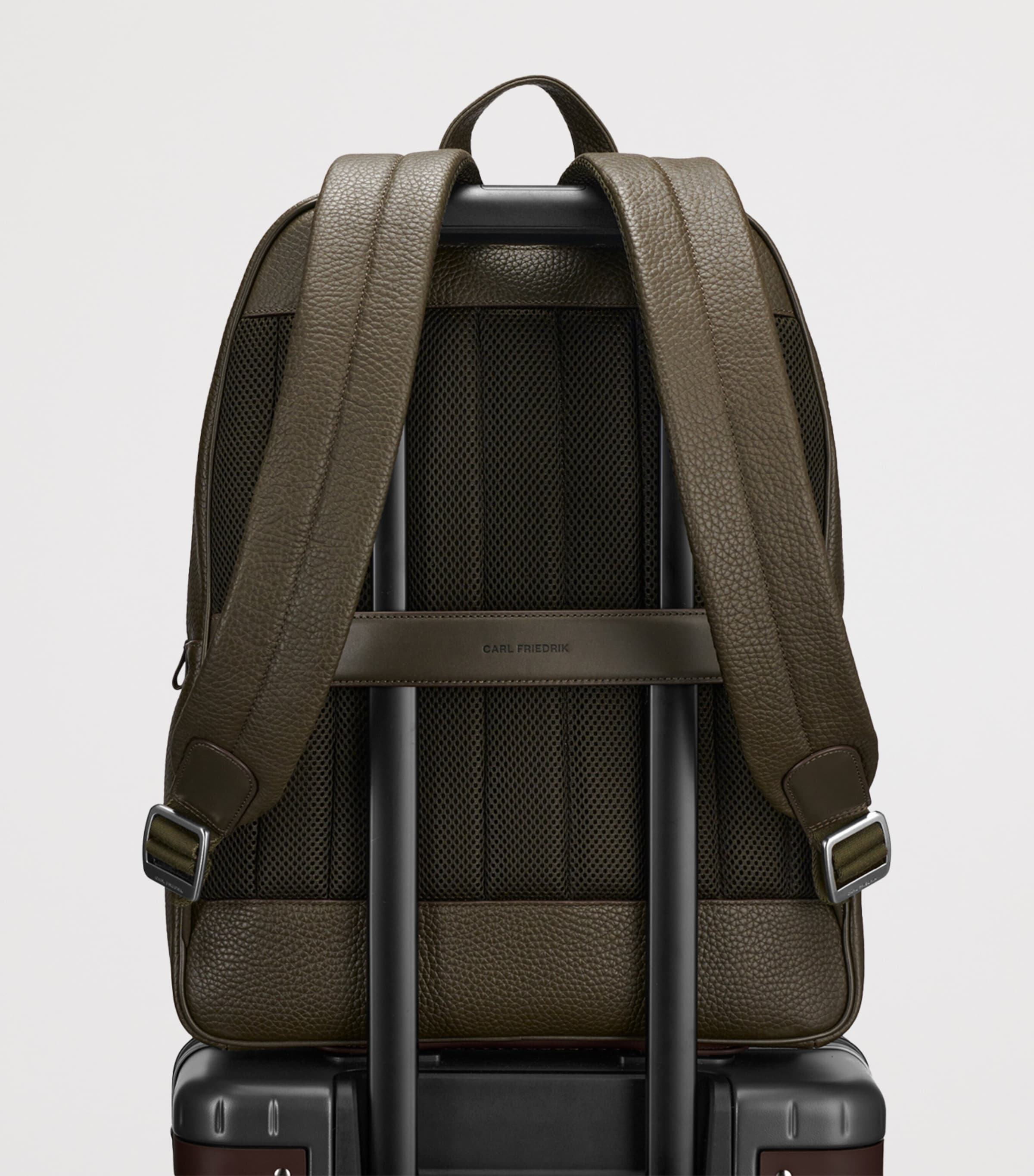 Carl Friedrik Ayrton grained leather backpack (British brand)