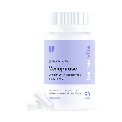 Holland & Barrett Bettervits Menopause Complex with Maca Root and Milk Thistle Capsules 60 Capsules- Buy online at McGrocer