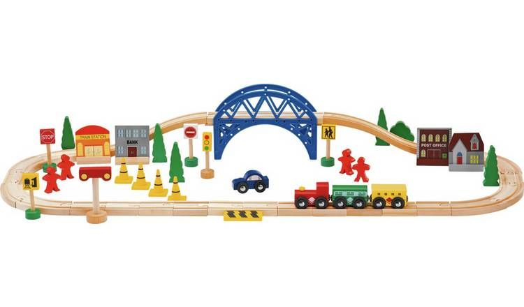 Chad Valley Wooden Train Set - 60 Piece