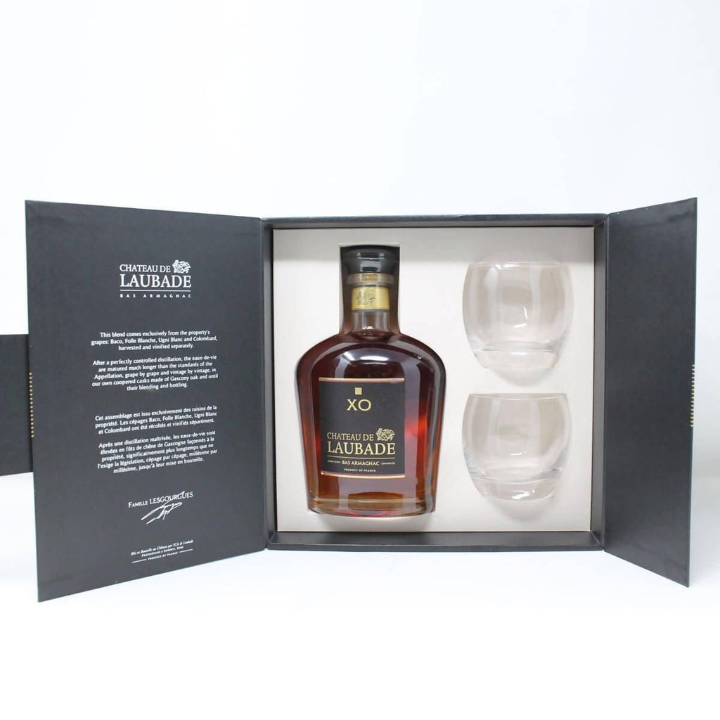 Chateau De Laubade XO Armagnac Coffret Gift Set, 70cl with 2 Glasses