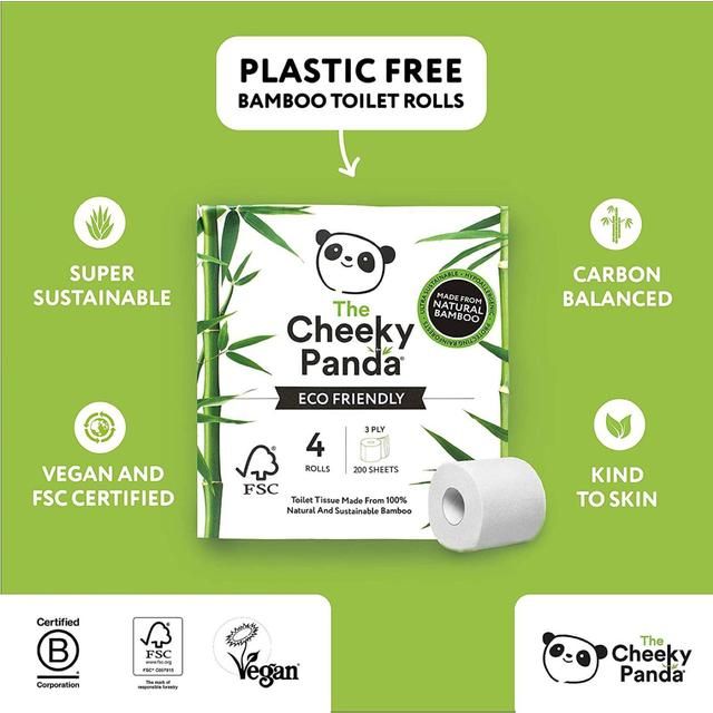 Cheeky Panda Natural Bamboo Toilet Tissue    4 per pack