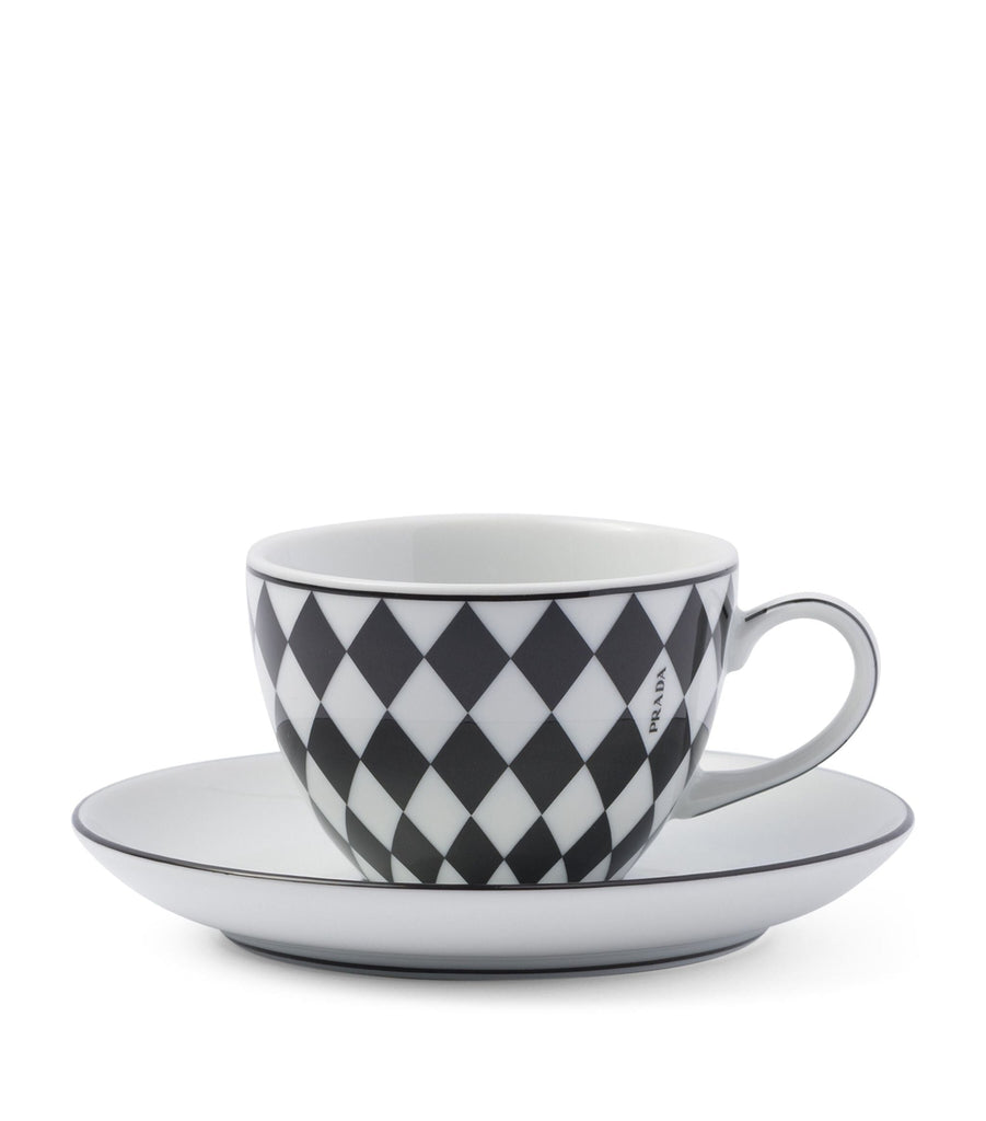 Chequerboard Coffee Cup and Saucer (Set of 4)