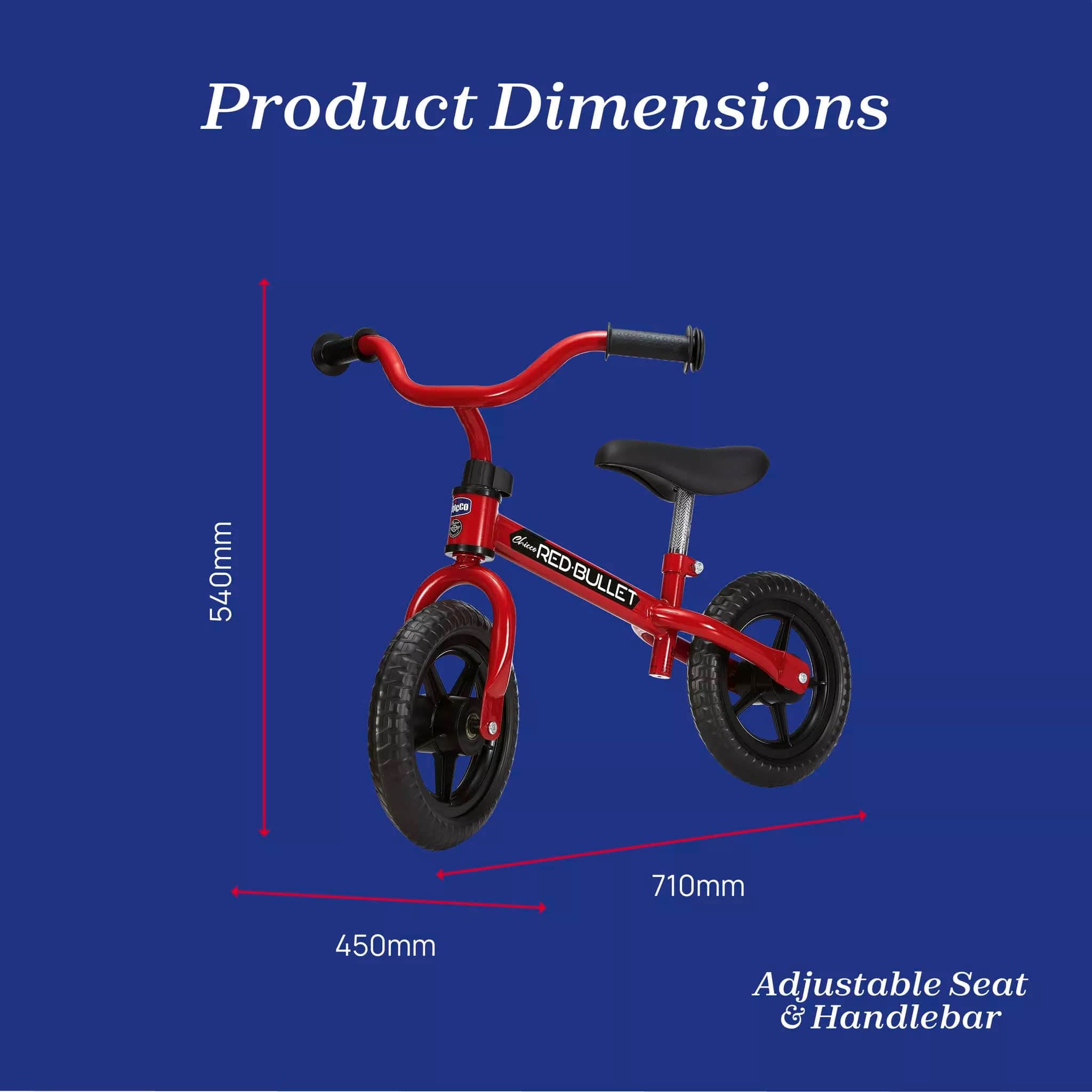 Chicco Red Bullet balance bike for toddlers, imported from the UK